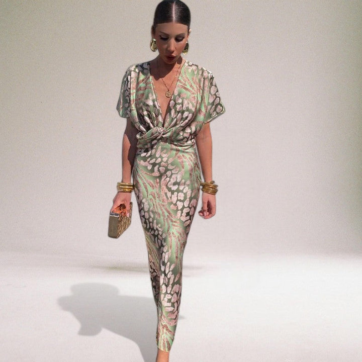 Astrid | Dame Maxikjole Sommer Wrap V-Hals Tailleret