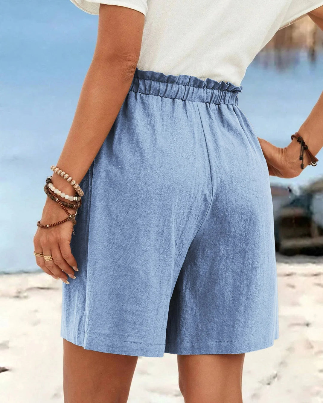 Nanna | Dame Vide Hørshorts Med Høj Talje Og Snørelukning