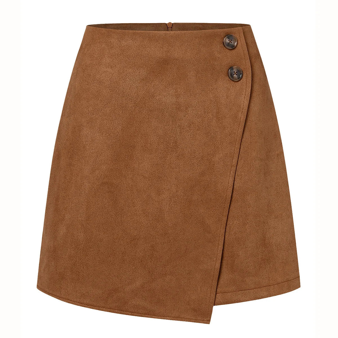 Dagmar | Dame Suede-Look Miniskirt Med Høj Talje