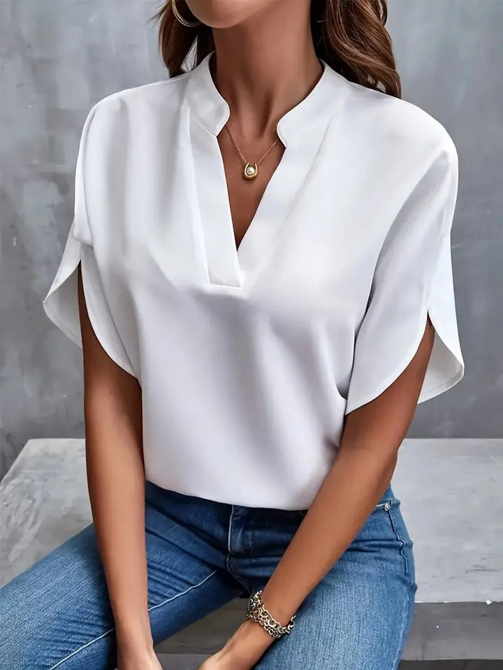 Mirella | Dame Flydende Bluse med V Hals