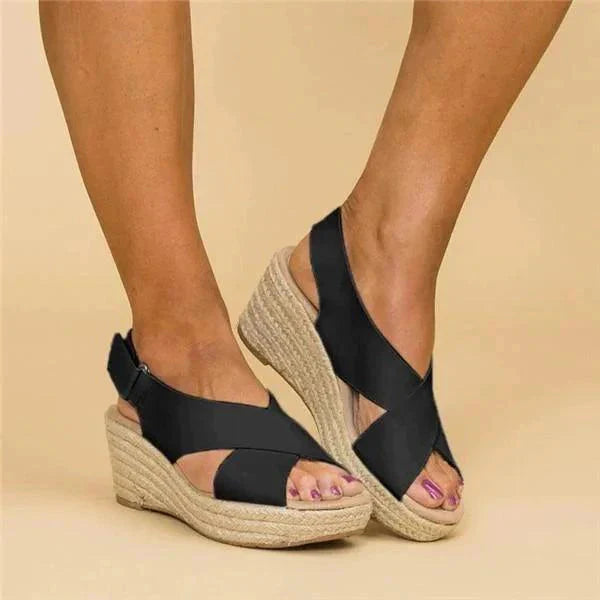Trine | Kvinders Ortopædiske Sandaler Til Sommer Med Kilehæl Espadrille