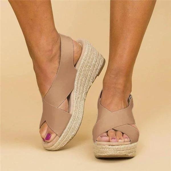 Trine | Kvinders Ortopædiske Sandaler Til Sommer Med Kilehæl Espadrille
