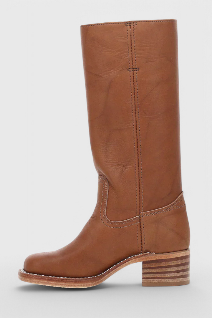 Helene | Dame Læder Knæhøje Støvler med Hæle - Freya Kobenhavn
