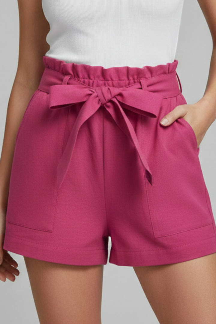 Helle | Dame Shorts Med Paperbag Talje Bindebånd Og Lommer