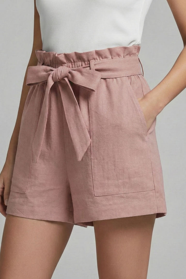 Helle | Dame Shorts Med Paperbag Talje Bindebånd Og Lommer