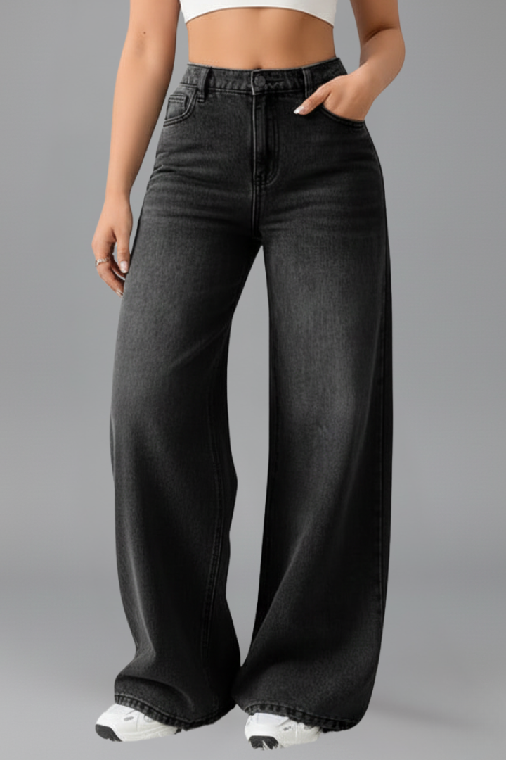 Evelyn | Dame Wide Leg Jeans Med Høj Talje