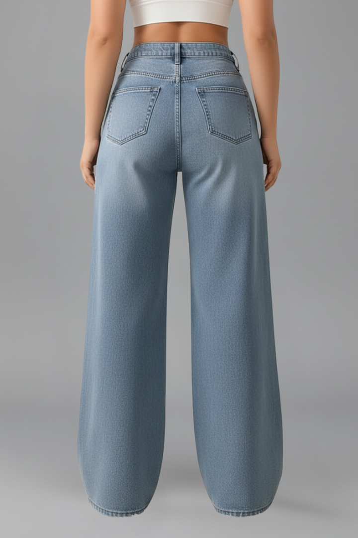Evelyn | Dame Wide Leg Jeans Med Høj Talje