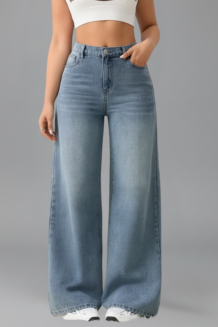 Evelyn | Dame Wide Leg Jeans Med Høj Talje