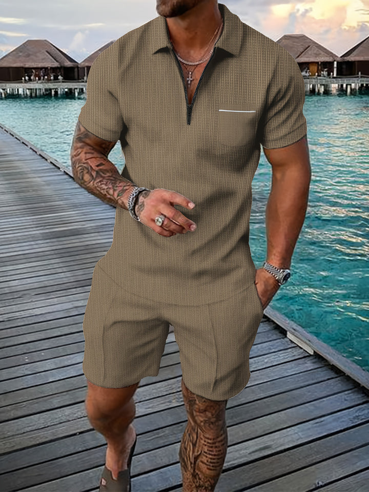 Marcus | Herre Sommersæt Med Kortærmet Polo Og Shorts