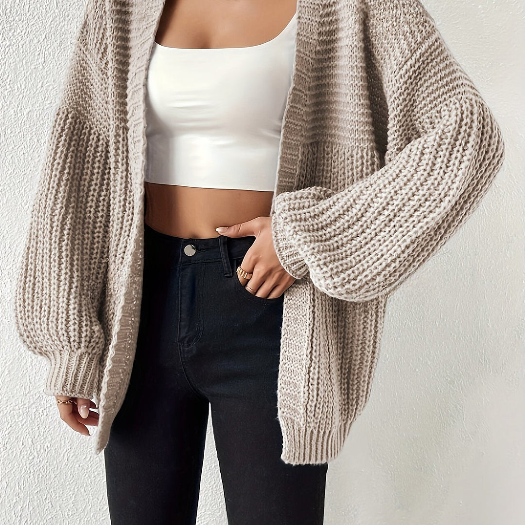 Ida | Dame Oversize Cardigan Med Åben Front Og Ballonærmer