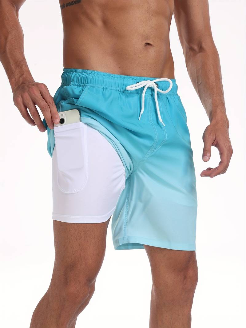 Bjarne | Herre Badeshorts Sommer Print Snøre Elastik Lommer