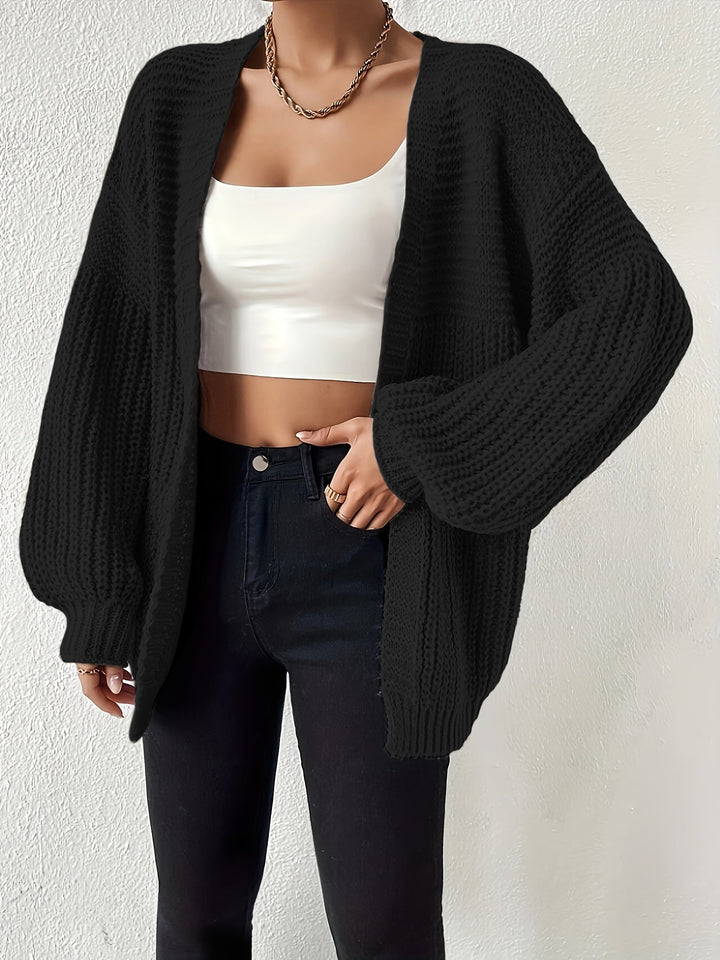 Ida | Dame Oversize Cardigan Med Åben Front Og Ballonærmer