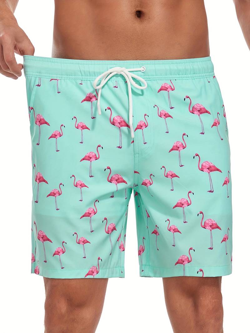 Bjarne | Herre Badeshorts Sommer Print Snøre Elastik Lommer