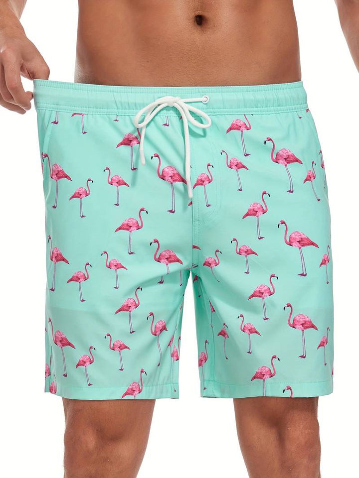 Bjarne | Herre Badeshorts Sommer Print Snøre Elastik Lommer