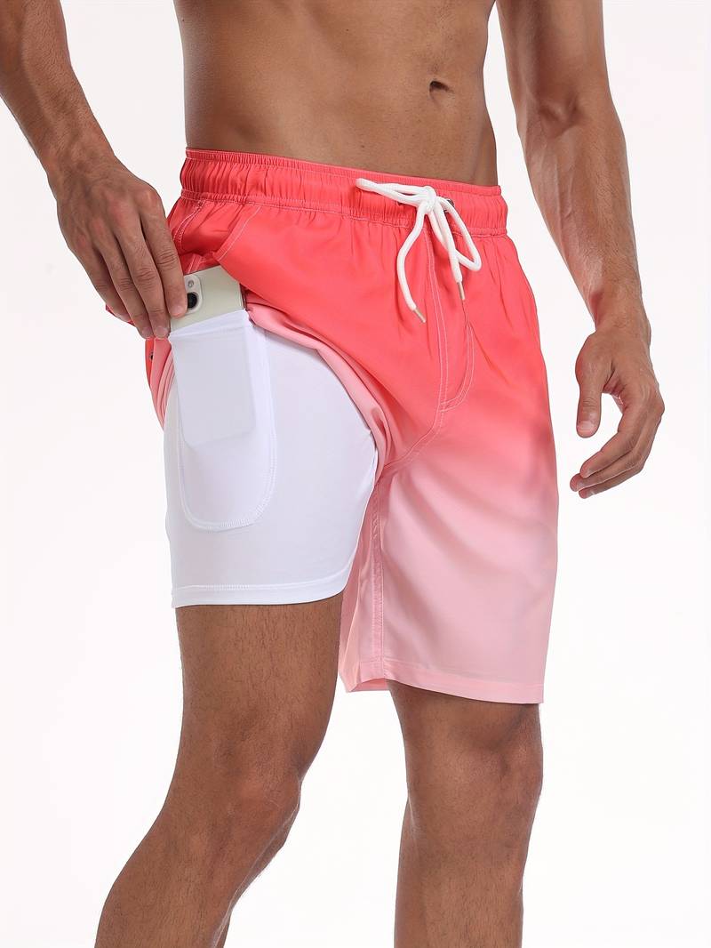 Bjarne | Herre Badeshorts Sommer Print Snøre Elastik Lommer