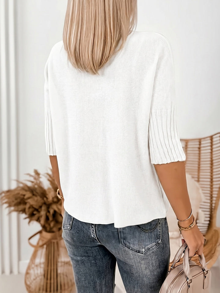 Emilie | Dame Ribstrikket Oversized Sweater Med Rullekrave