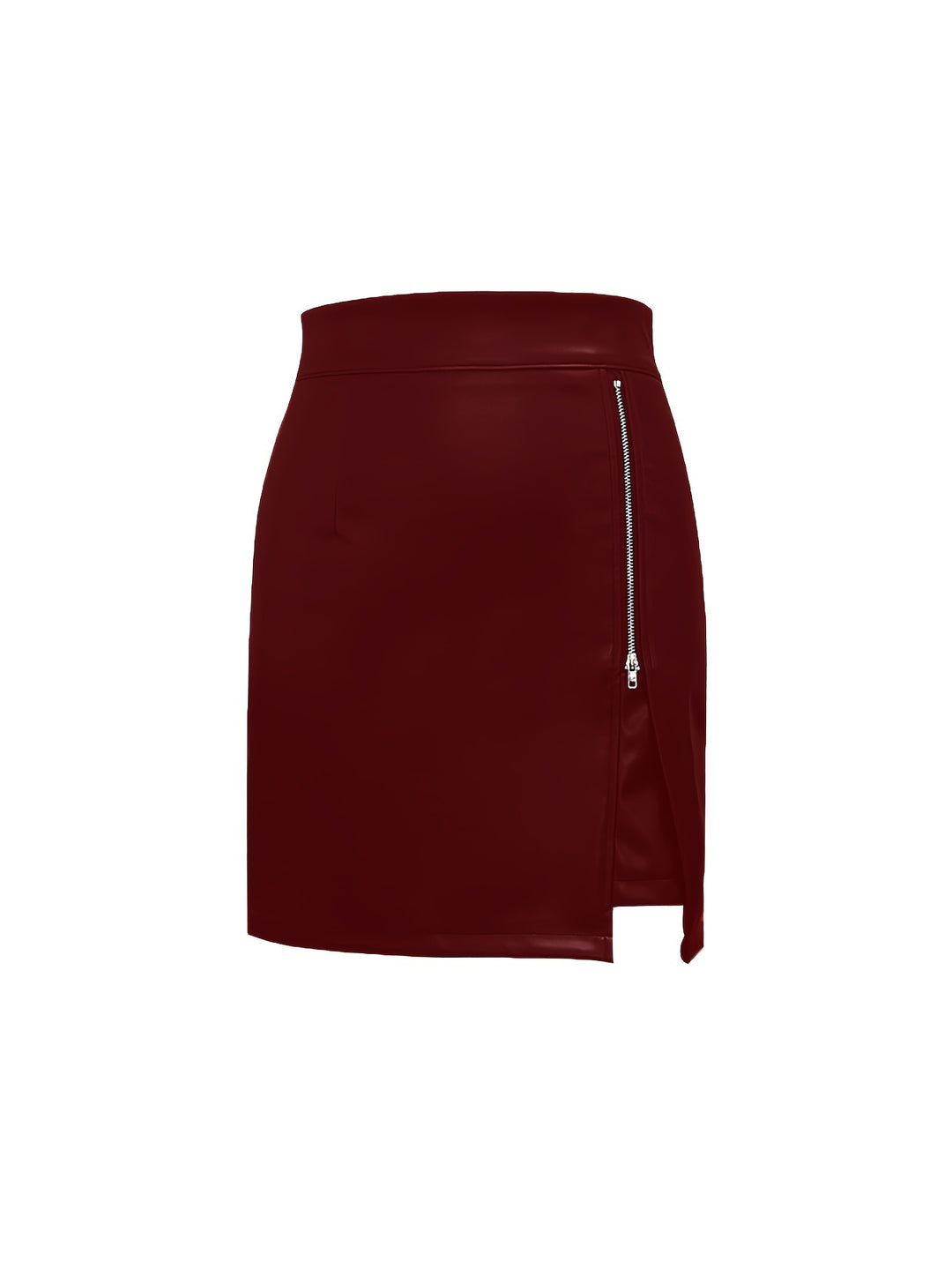 Anja | Dame Leather Miniskirt Med Lynlås Og Asymmetrisk Slids