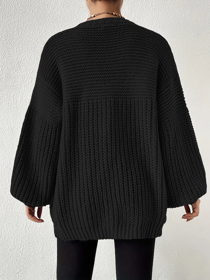 Ida | Dame Oversize Cardigan Med Åben Front Og Ballonærmer