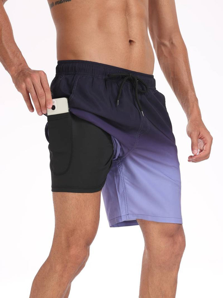 Bjarne | Herre Badeshorts Sommer Print Snøre Elastik Lommer