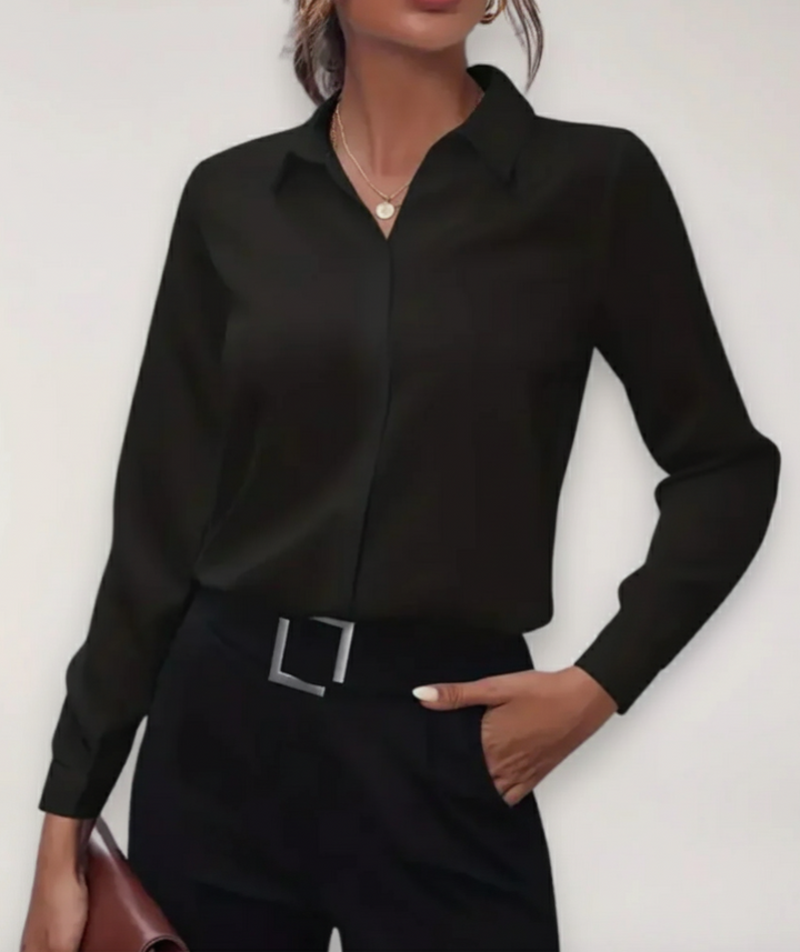 Inge | Dame Kontorbluse Med Knaplukning Til Forår