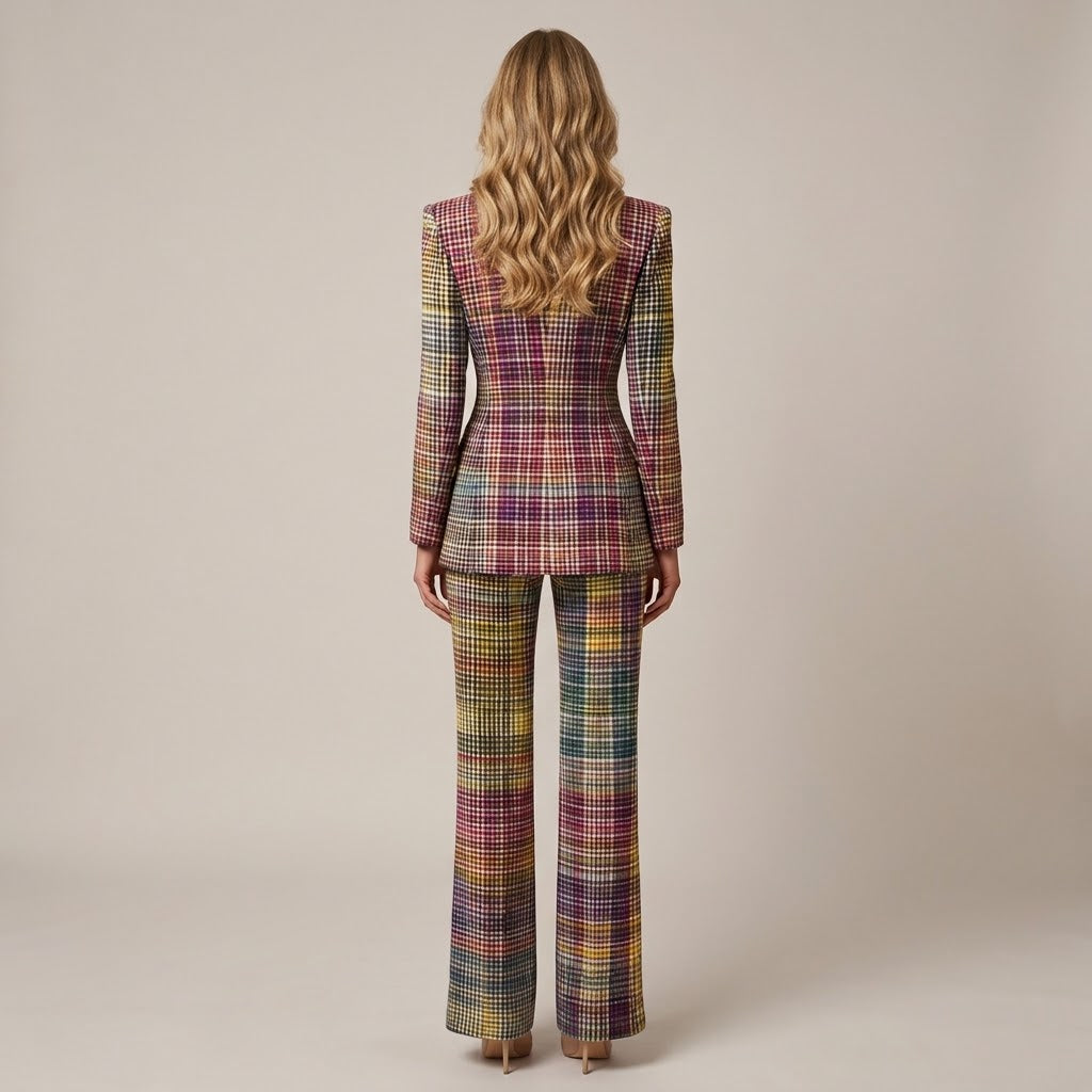 Heidi | Dame Ternet Jakkesæt Med Dobbeltraddet Blazer Og Vide Bukser