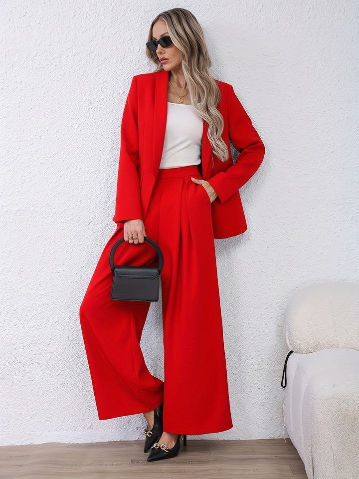 Anette | Dame Oversized Blazer Med Vide Bukser Todelt Sæt