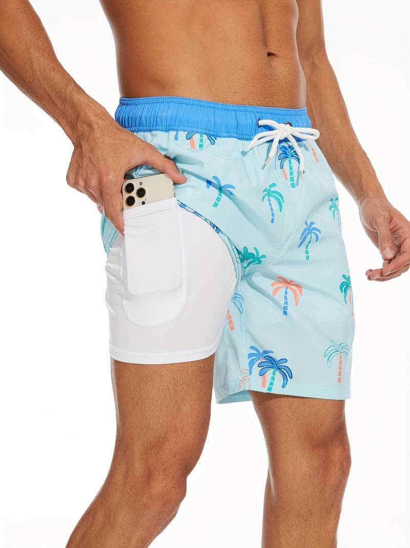 Bjarne | Herre Badeshorts Sommer Print Snøre Elastik Lommer
