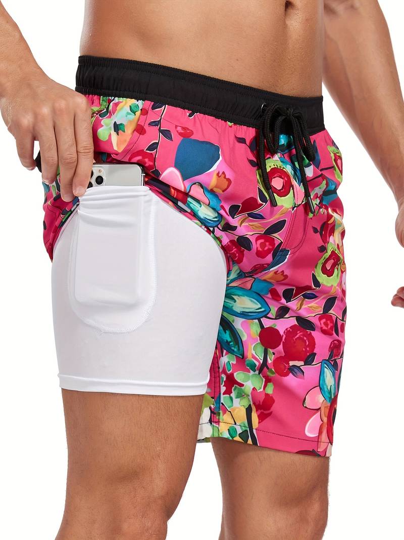 Bjarne | Herre Badeshorts Sommer Print Snøre Elastik Lommer