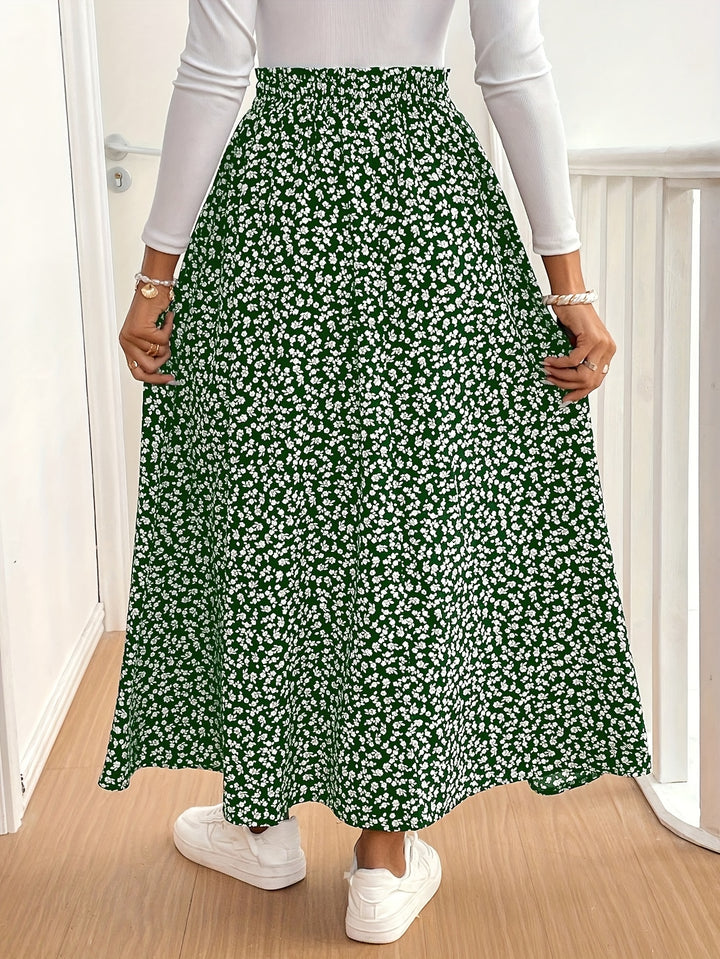 Kirsten | Dame Maxinederdel Med Blomsterprint Og Slids