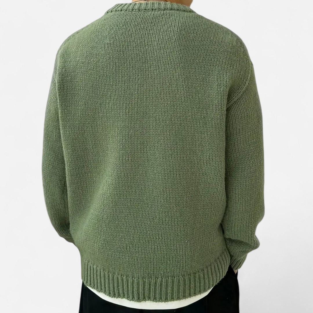 Valdemar | Herre Pullover Med Rund Hals Og Ensfarvet Design