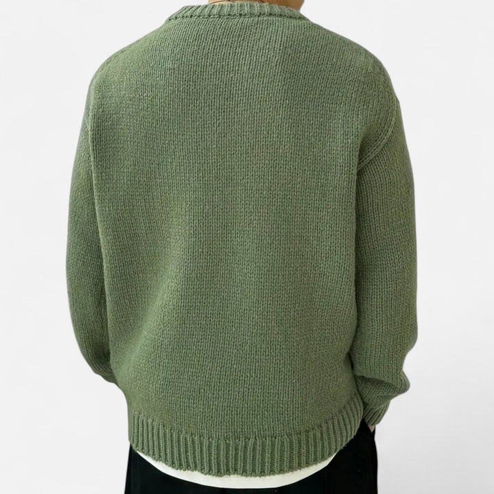 Valdemar | Herre Pullover Med Rund Hals Og Ensfarvet Design