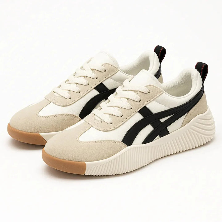 Astrid | Dame Ortopædiske Sneakers Med Snørebånd Og Striber