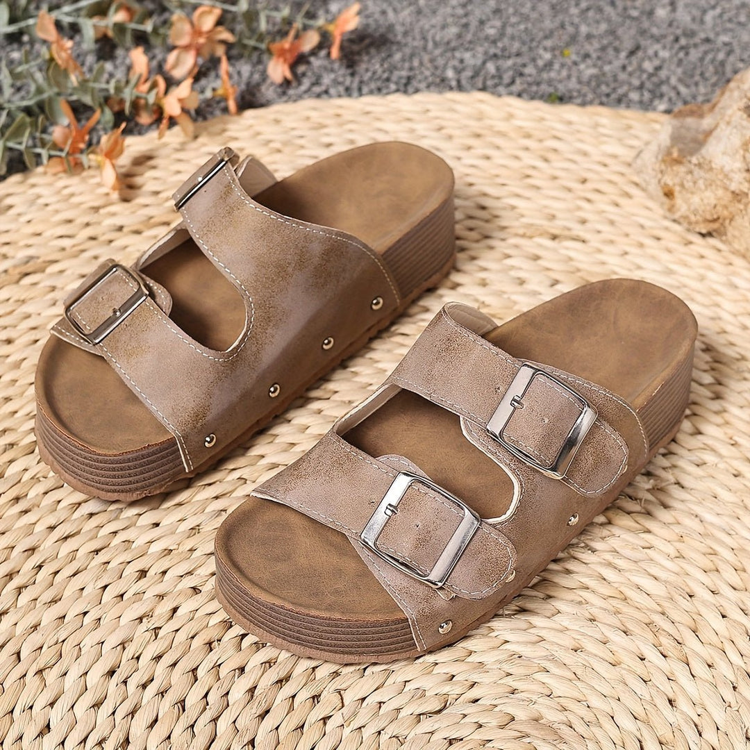 Ella | Dame Platform Sandaler Med To Remme Og Spændelukning