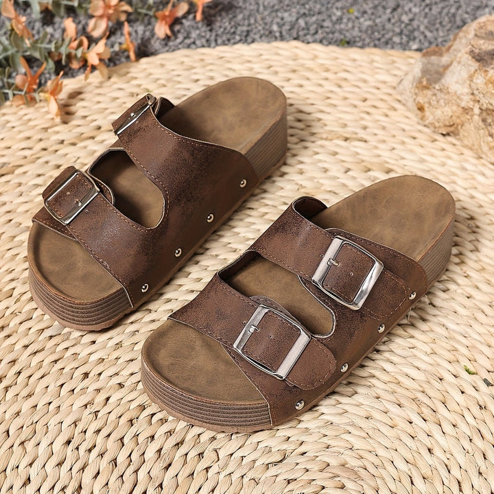Ella | Dame Platform Sandaler Med To Remme Og Spændelukning