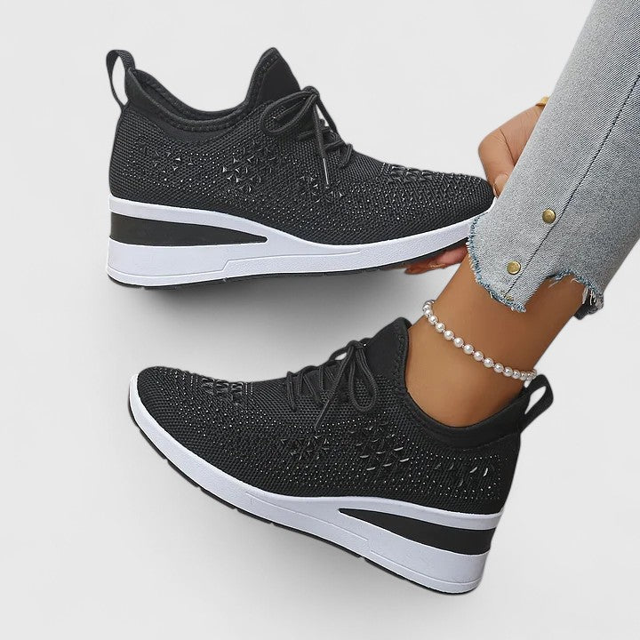 Ditte | Dame Slip-On Sneakers Med Mesh Og Glitter