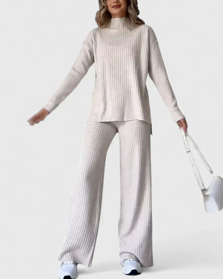 Anna | Dame Todelt Cardigan-sæt Med Slids Og Lange Ærmer