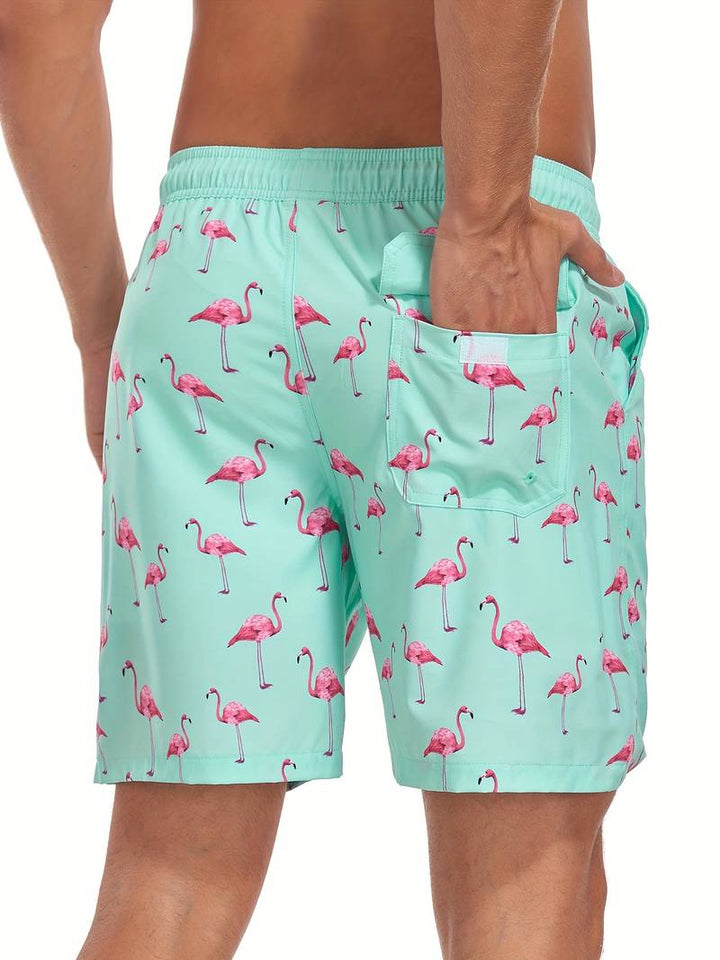 Bjarne | Herre Badeshorts Sommer Print Snøre Elastik Lommer