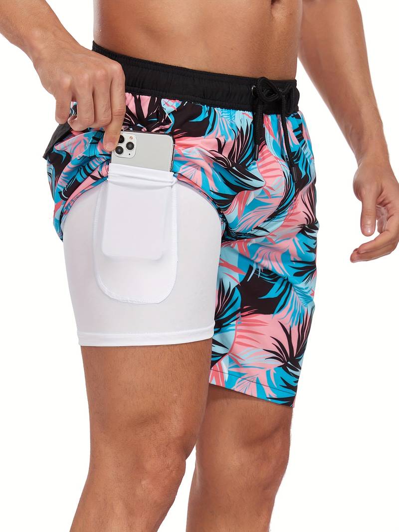 Bjarne | Herre Badeshorts Sommer Print Snøre Elastik Lommer