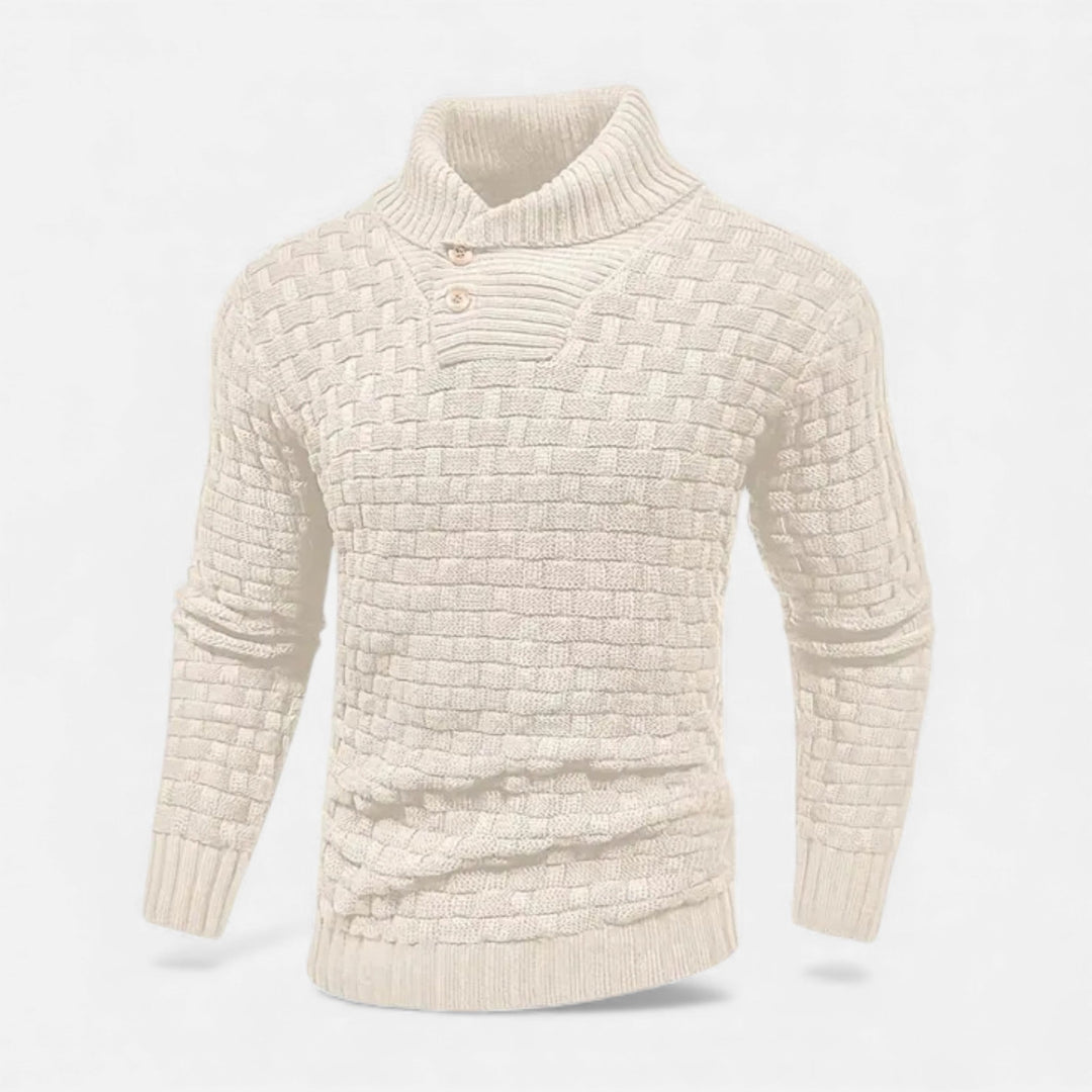 Svend | Herre Rullekrave Slim-Fit Sweater Med Skulderknapper