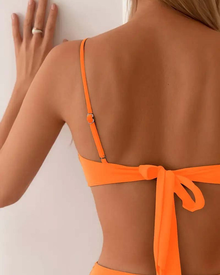 Ida | Dame Bikini Badetøj Med Høj Talje Og Gulddetaljer