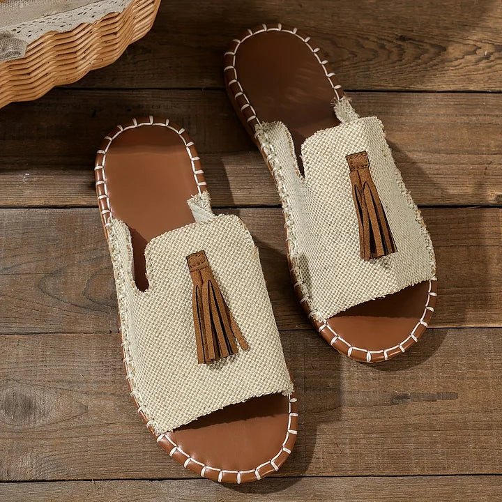 Maja | Dame Ortopædiske Boho Sandaler Med Kvastdetalje Og Slip-On