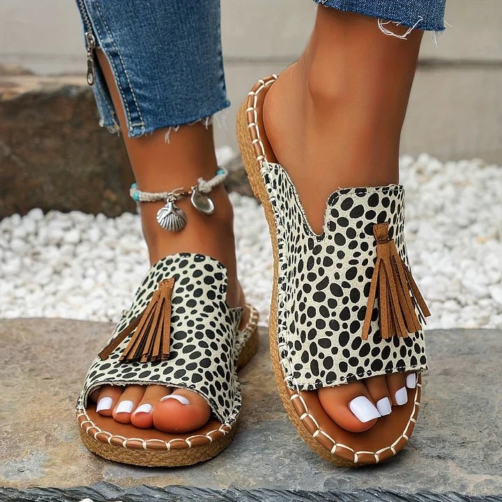 Maja | Dame Ortopædiske Boho Sandaler Med Kvastdetalje Og Slip-On