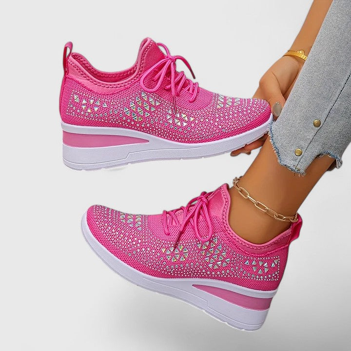 Ditte | Dame Slip-On Sneakers Med Mesh Og Glitter