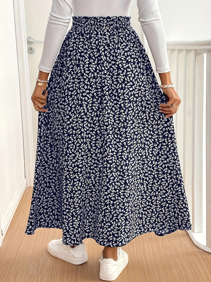 Kirsten | Dame Maxinederdel Med Blomsterprint Og Slids