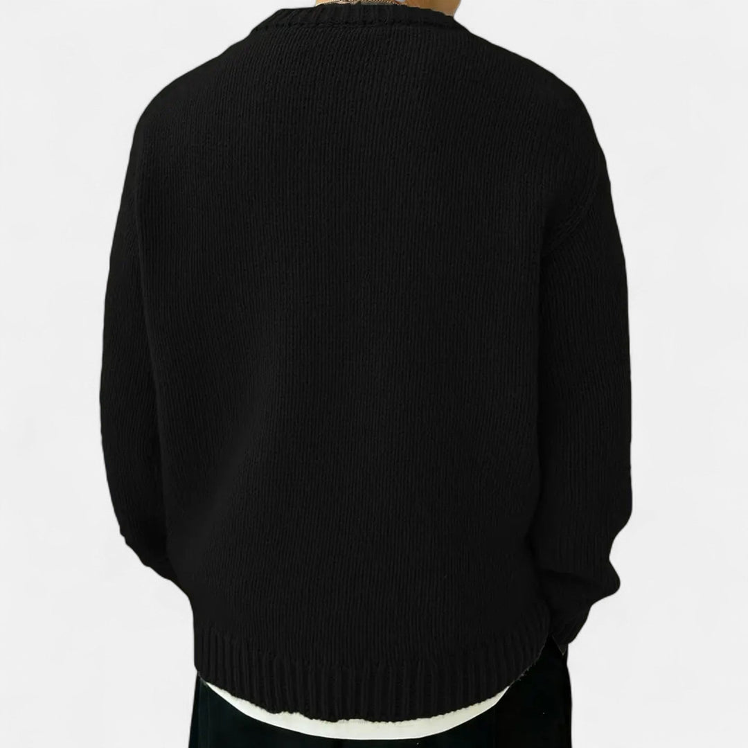 Valdemar | Herre Pullover Med Rund Hals Og Ensfarvet Design