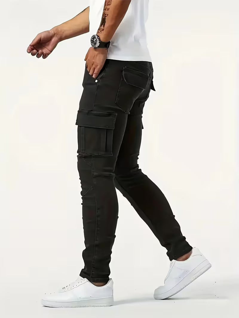 Jens | Herre Slim Fit Cargojeans Med Flere Lommer