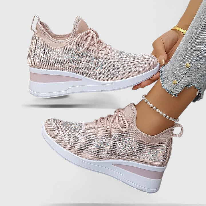 Ditte | Dame Slip-On Sneakers Med Mesh Og Glitter
