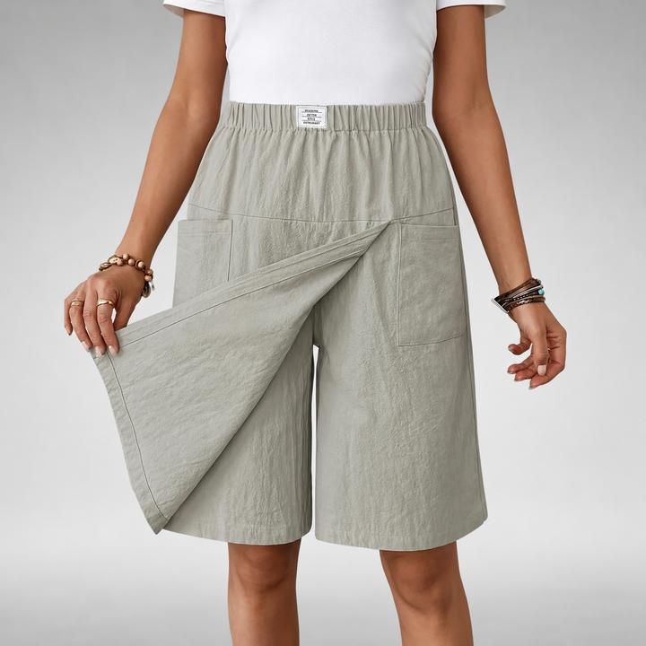 Maja | Dame Højtaljede Bermudashorts Med Elastiktalje Og Patchlomme