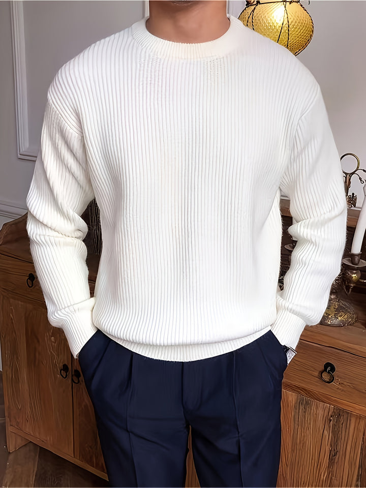 Rasmus | Herre Ribstrikket Crew-Neck Sweater Med Løs Pasform