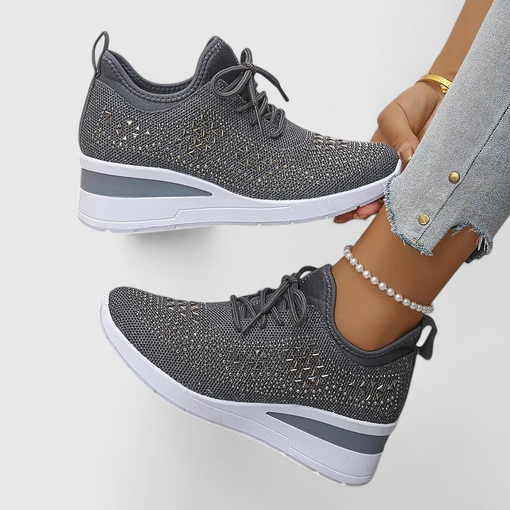 Ditte | Dame Slip-On Sneakers Med Mesh Og Glitter